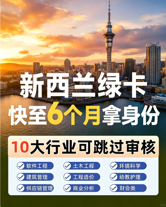 新西兰绿卡快至6个月拿身份