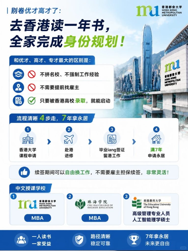 别再卷优才高才了❌来港进修一年拿身份 别再卷优才高才了❌来港进修一年拿身份