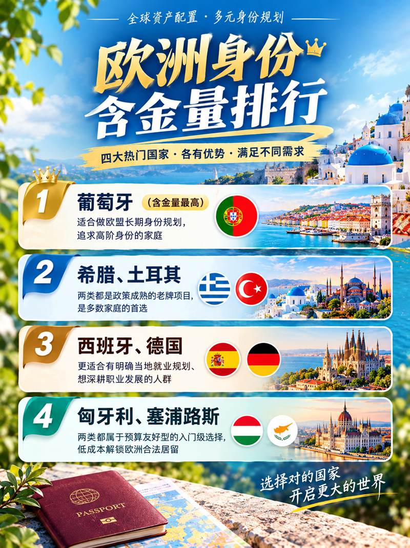欧洲身份怎么选？2026黄金签证路径对比与君拓移民推荐指南